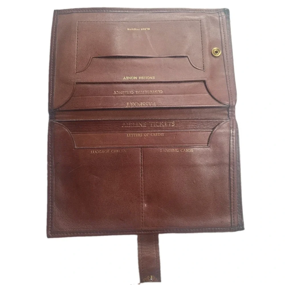 Vintage 1960s Brown Glove Cowhide Travel Wallet Passport Document Organizer